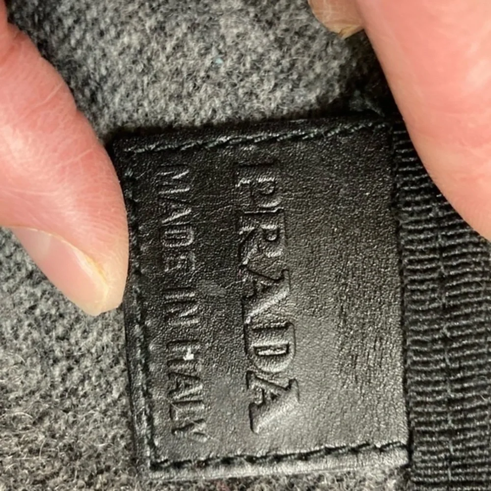Prada gray wool clutch bag